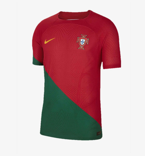 Portugal World Cup Home Jersey 2022 – Qatar | Nike | Red Green Diagonal | FPF Crest | Gold Swoosh | Dri-FIT ADV | Fan Kit