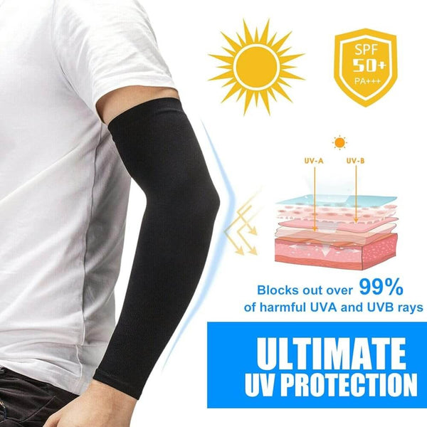 UV Protection Cooling Arm Sleeves – SPF 50+ UPF 50+ | Blocks 99% UVA UVB | 4-Way Stretch | Black & White | Men & Women