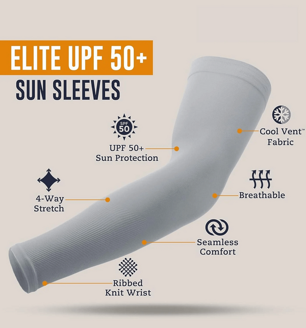 UV Protection Cooling Arm Sleeves – SPF 50+ UPF 50+ | Blocks 99% UVA UVB | 4-Way Stretch | Black & White | Men & Women