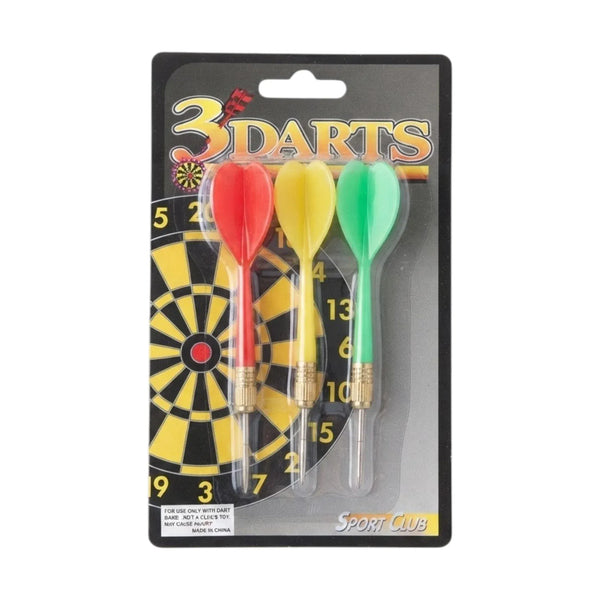 Sport Club BL-3008 Steel Tip Dart Arrows – Pack of 3 | Red Yellow Green Flights | Brass Barrel | Dart Board Game