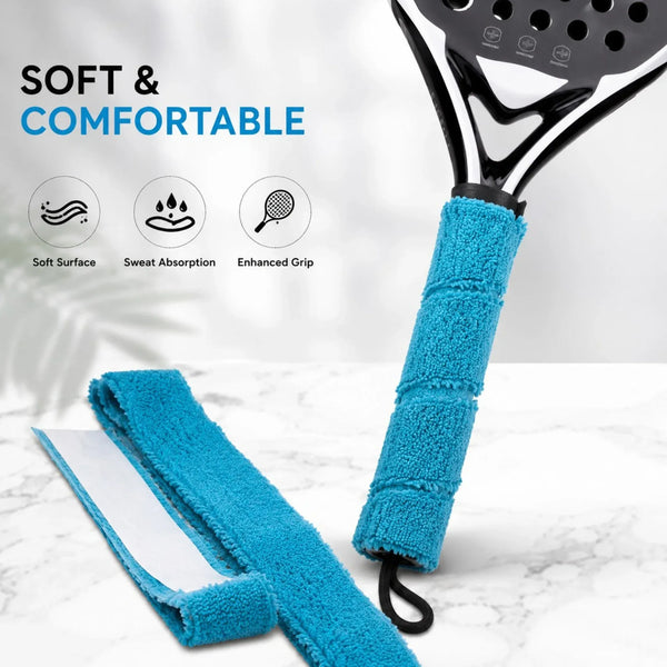 Heat X Towel Grip – Soft Sweat Absorption Racket Overgrip | Teal & Charcoal | Badminton, Padel & Tennis