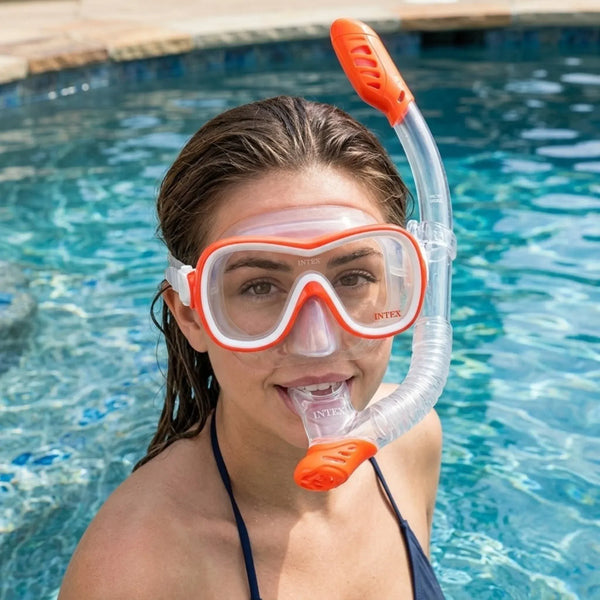 Intex AquaFlow Youth Snorkel Set 55647 – Diving Mask & Snorkel | Age 8+ | Orange | Swimming & Snorkeling