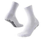 Anti-Slip Grip Football Socks – Dual Rubber Grip Sole | Metatarsal Protection | Moisture Wicking | Black & White | Men & Women