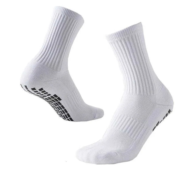 Anti-Slip Grip Football Socks – Dual Rubber Grip Sole | Metatarsal Protection | Moisture Wicking | Black & White | Men & Women
