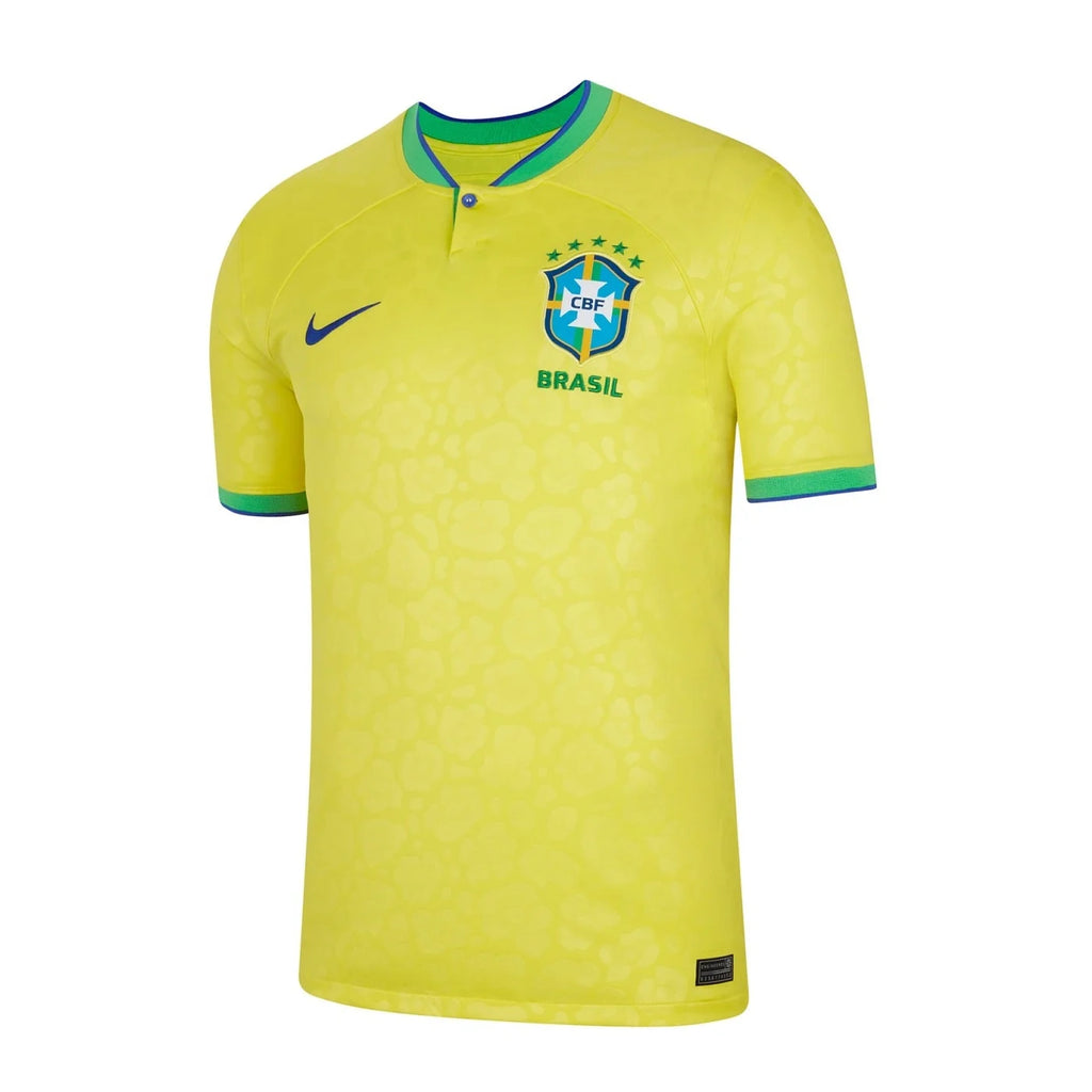 Brazil World Cup Home Jersey 2022 – Qatar | Nike | Canary Yellow | CBF Crest | 5 Stars | BRASIL | Green Blue Collar | Dri-FIT ADV | Fan Kit
