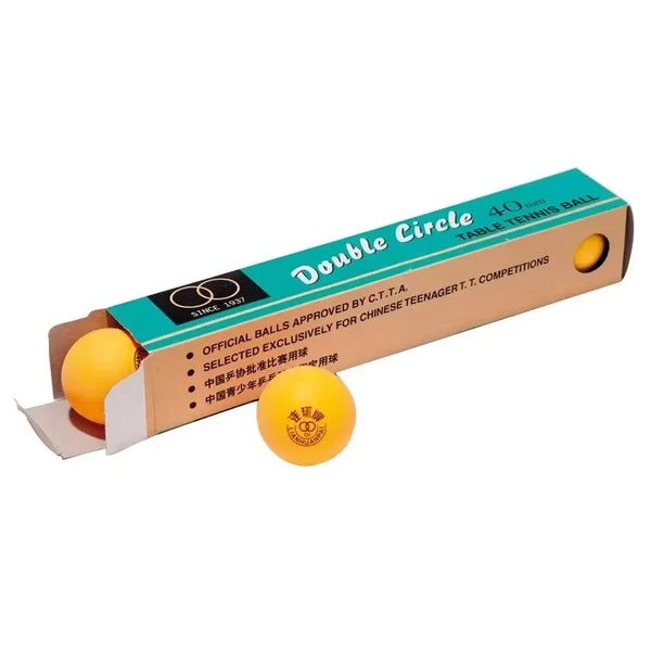 Double Circle 40+ Table Tennis Balls – CTTA Approved | White & Orange | Pack of 3 / Pack of 6 | Made in China