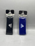 Adidas Delux Comfort sports headband black and blue in individual retail packaging - front view