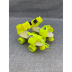 Blue Ocean kids quad roller skates neon yellow-green pair with lace and velcro closure - top view