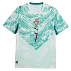 Portugal Away Football Shirt 2026 – Puma | White Teal Ocean Wave Graphic | FPF Crest | No.7 | Fan Kit