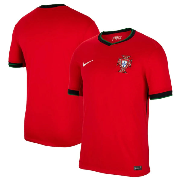 Portugal Home Football Shirt 2024 – Nike | Crimson Red | FPF Crest | Black Green Collar | Dri-FIT | Fan Kit
