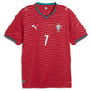Portugal Home Football Shirt 2026 – Puma | Crimson Red Wave Texture | FPF Crest | No.7 | Teal Collar | DRYCELL | Fan Kit