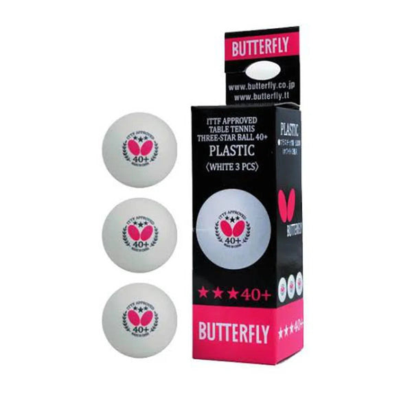 Butterfly 3 Star Plastic 40+ Table Tennis Balls – ITTF Approved | Pack of 3 | White & Orange