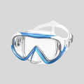 RYOPRO kids swimming mask white frame with blue trim - wide panoramic single lens with nose cover