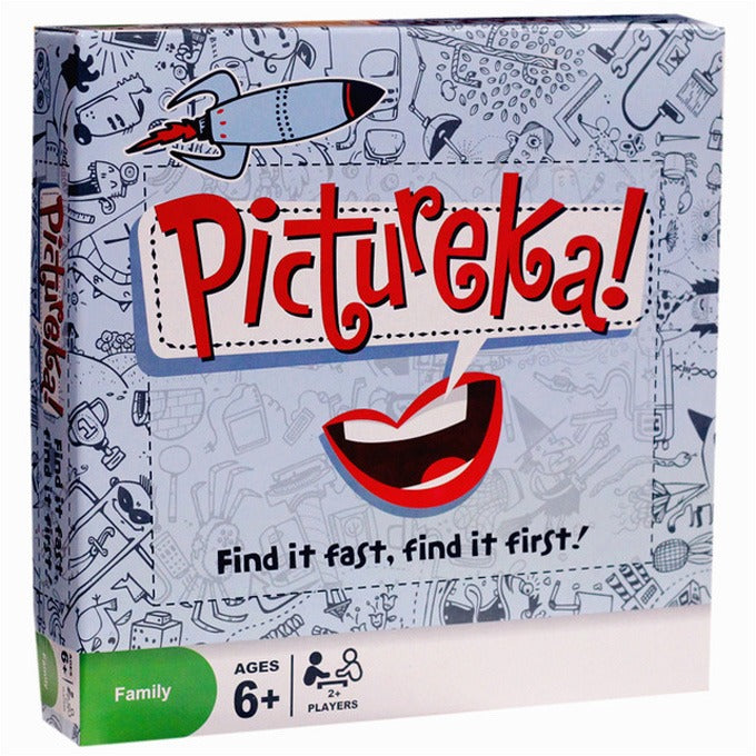 Pictureka board game box front - Find it Fast Find it First, Ages 6+, 2+ players