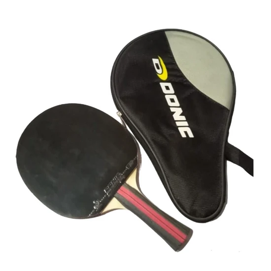 Donic Table Tennis Racket with Racket-Shaped Cover Case – Black Rubber Blade | Made in China