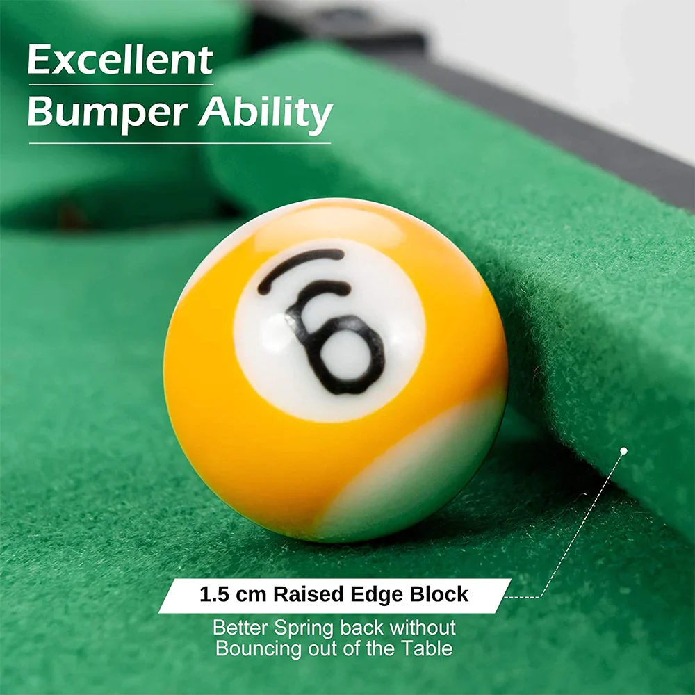 Close up of billiard ball number 6 showing excellent bumper ability and raised edge block