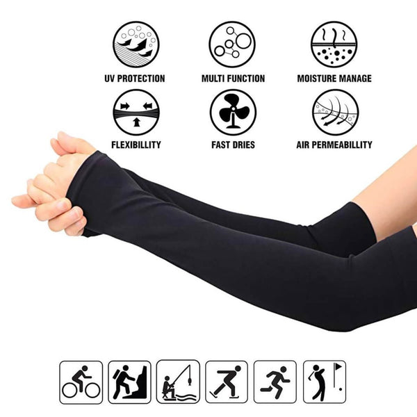 UV Protection Cooling Arm Sleeves – SPF 50+ UPF 50+ | Blocks 99% UVA UVB | 4-Way Stretch | Black & White | Men & Women