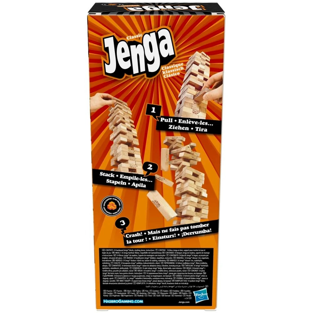 Classic Jenga by Hasbro – Original Wooden Block Stacking Game