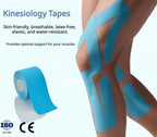 Sportstape Kinesiology Tape – Sport & Therapy | 5cm x 5m Roll | Skin-Friendly Breathable Latex-Free Elastic Water-Resistant | ISO 13485 CE Certified | Blue Red Beige