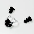 Silicone swimming nose clip with clear frame and black silicone ear plugs set