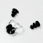 Silicone swimming nose clip with clear frame and black silicone ear plugs set
