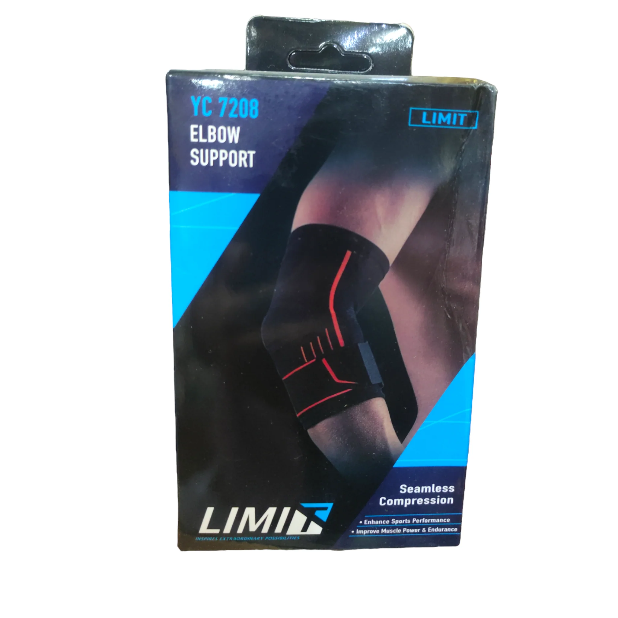 Limit Elbow Support YC 7208 – Seamless Compression Sleeve | Dual Padded Grip Zones | Adjustable Velcro Strap | Enhance Sports Performance | Improve Muscle Power & Endurance | Free Size