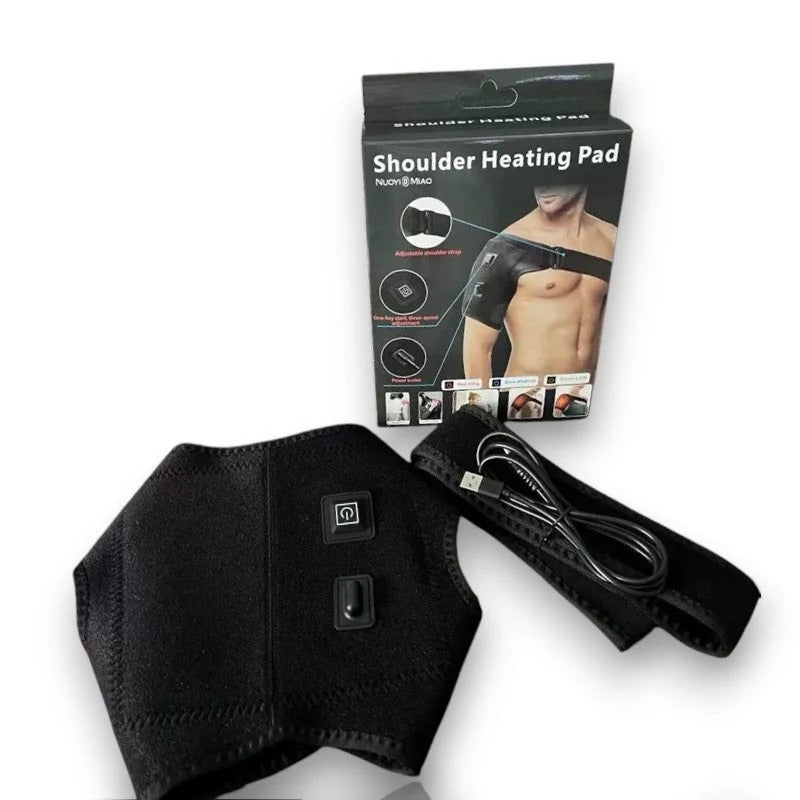 Electric Shoulder Heating Pad – USB Heated Brace Wrap | 3 Heat Settings | LED Button | Breathable Neoprene | Pain Relief Therapy
