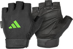 Adidas Essential Training Gloves Pink AEROREADY fingerless suede palm front and back view