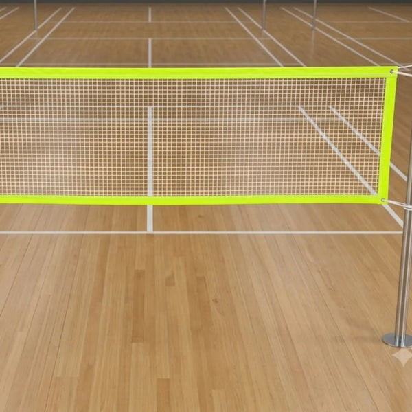 Badminton Net BB2 Yellow Patti – Full Court Width | White Nylon Mesh | Neon Yellow PVC Border Tape | Indoor & Outdoor
