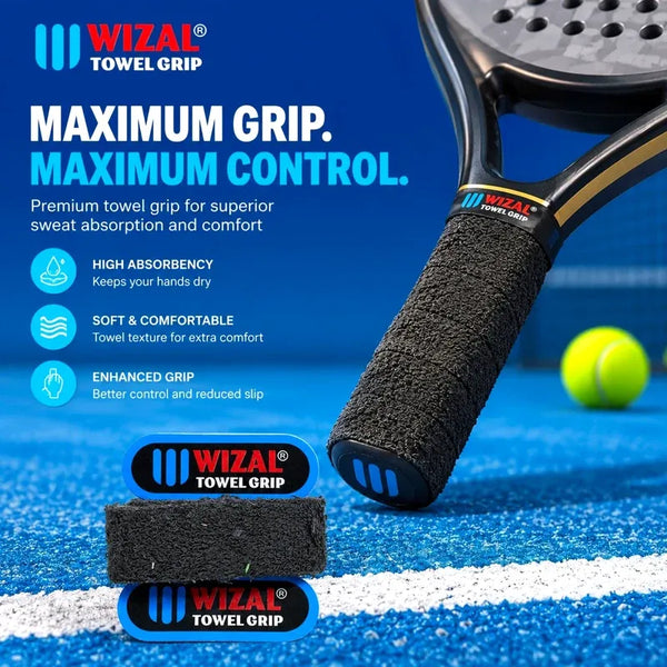 Wizal Towel Grip – Maximum Grip & Control | Premium Sweat Absorbent Racket Grip | Card Pack of 12