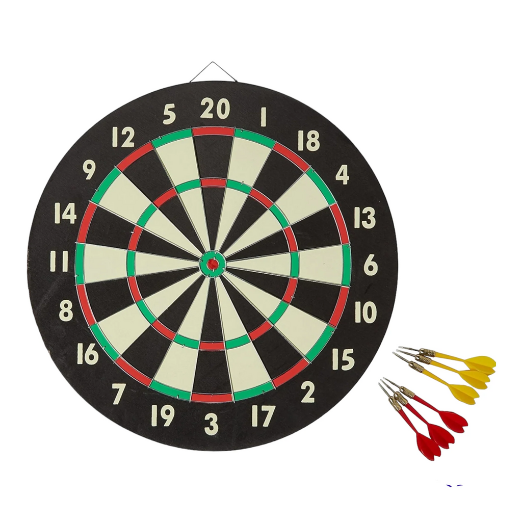 Double-Sided Dart Board with 6 Darts