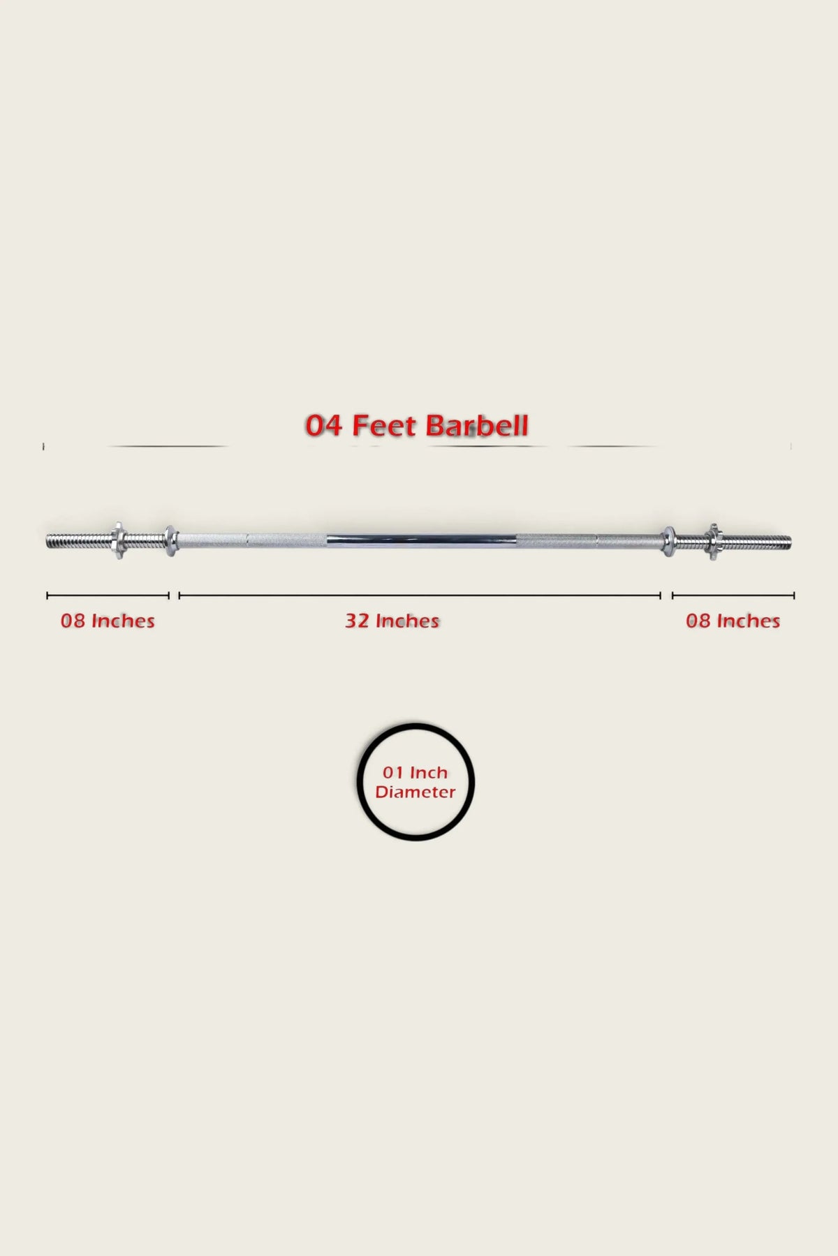 Weight Lifting Barbell Standard 4 Feet 1-Inch Diameter