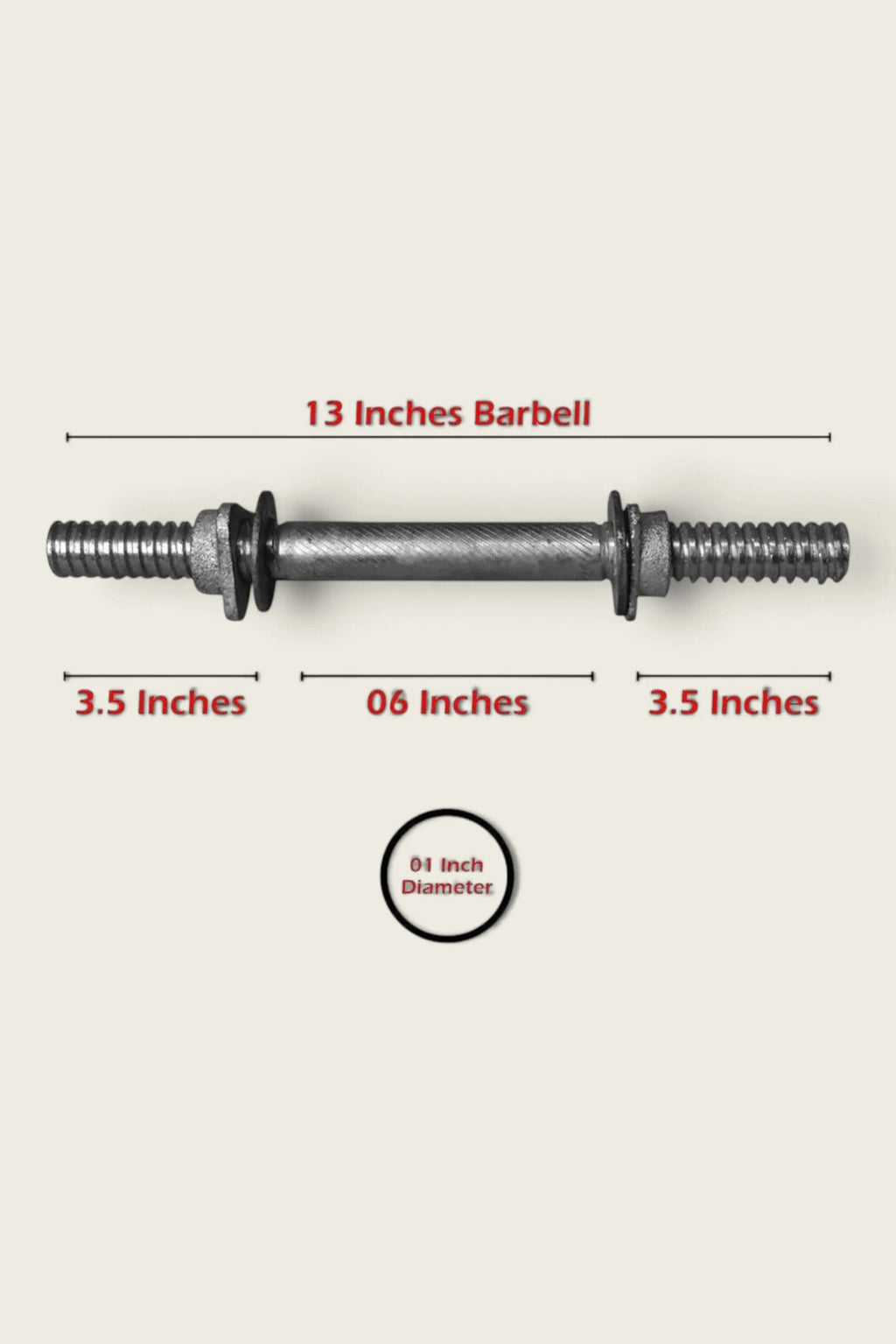 Dumbbell Bar Standard 13 Inch 1-Inch Diameter