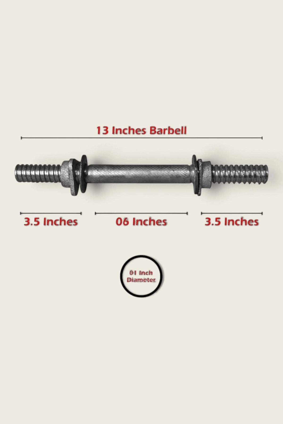 Dumbbell Bar Standard 13 Inch 1-Inch Diameter