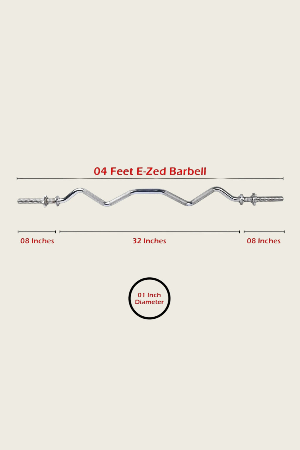 EZ Curl Barbell Standard 4 Feet 1-Inch Diameter
