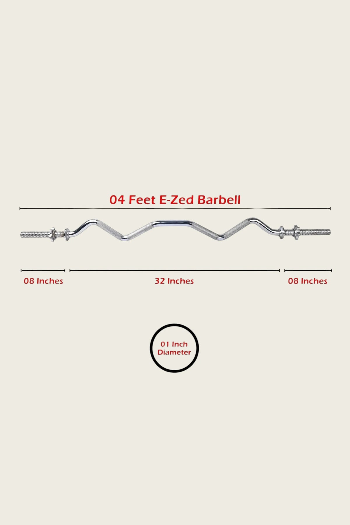 EZ Curl Barbell Standard 4 Feet 1-Inch Diameter