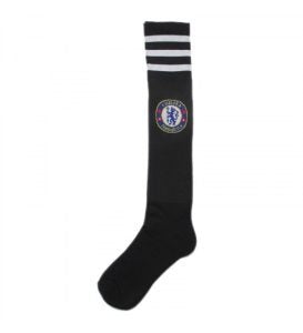 Chelsea FC Football Socks – Knee High | Black & White Stripes | Club Crest | Football Fan Kit