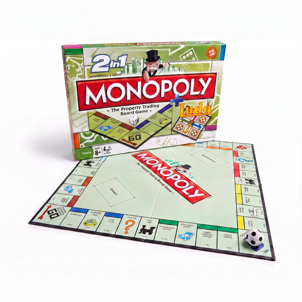 2-in-1 Monopoly + Ludo board game box front view