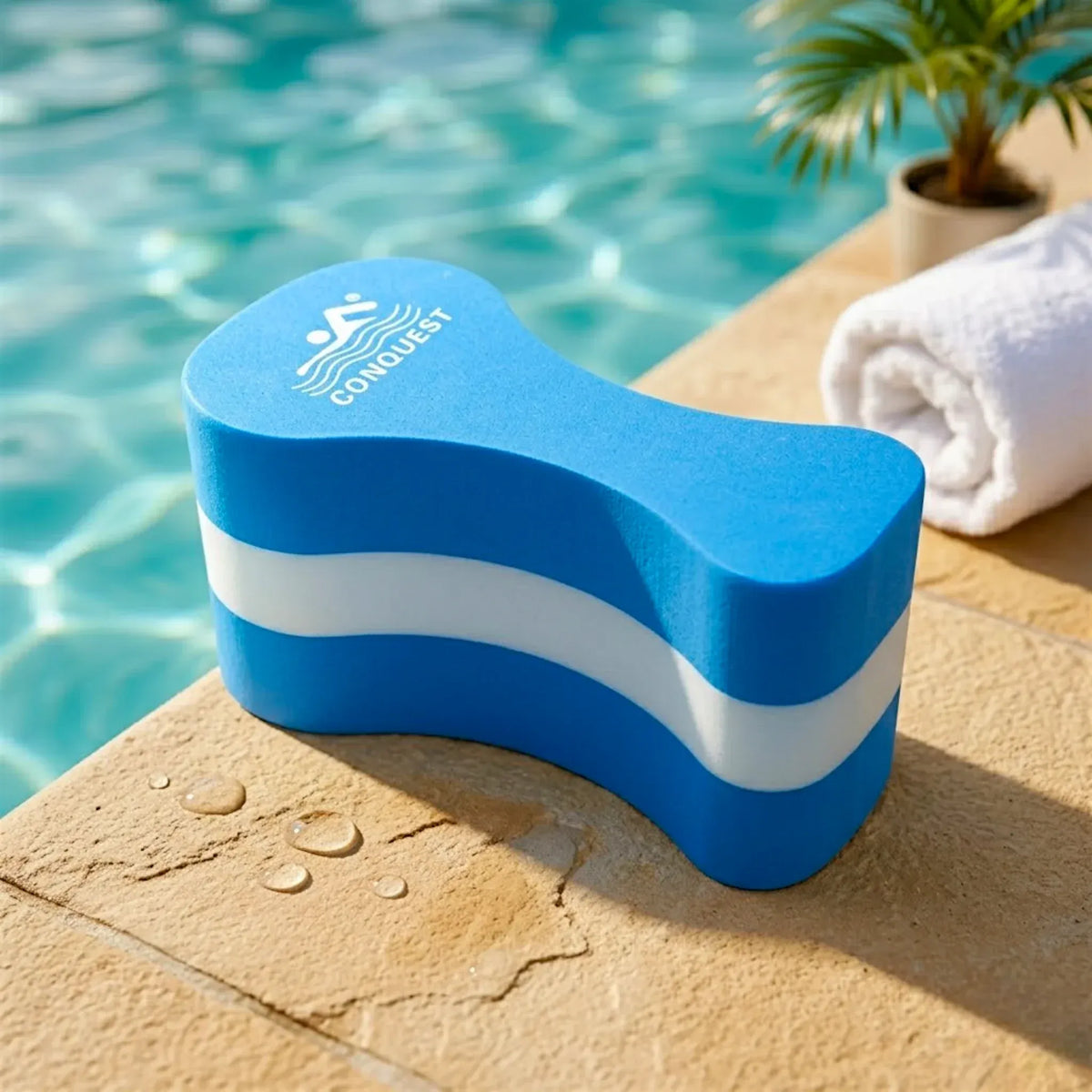 Conquest Pull Buoy Y-26 – 3-Layer EVA Foam Float | Figure-8 Design | Blue & White | Swimming Training