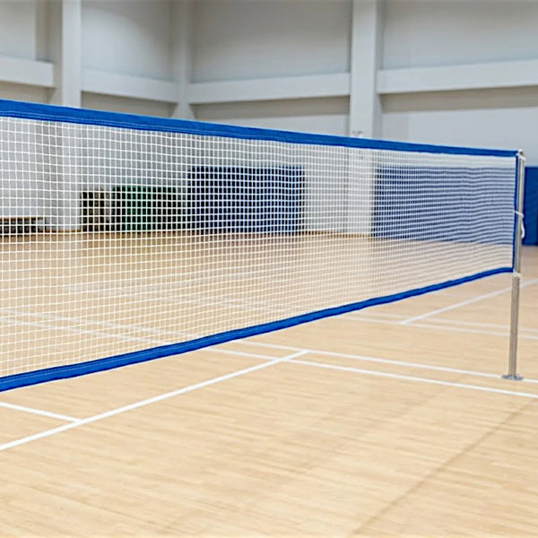 Badminton Net BA2 Blue Patti – Full Court Width | White Nylon Mesh | Blue PVC Border Tape | Indoor & Outdoor