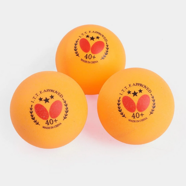 Butterfly 3 Star Plastic 40+ Table Tennis Balls – ITTF Approved | Pack of 3 | White & Orange