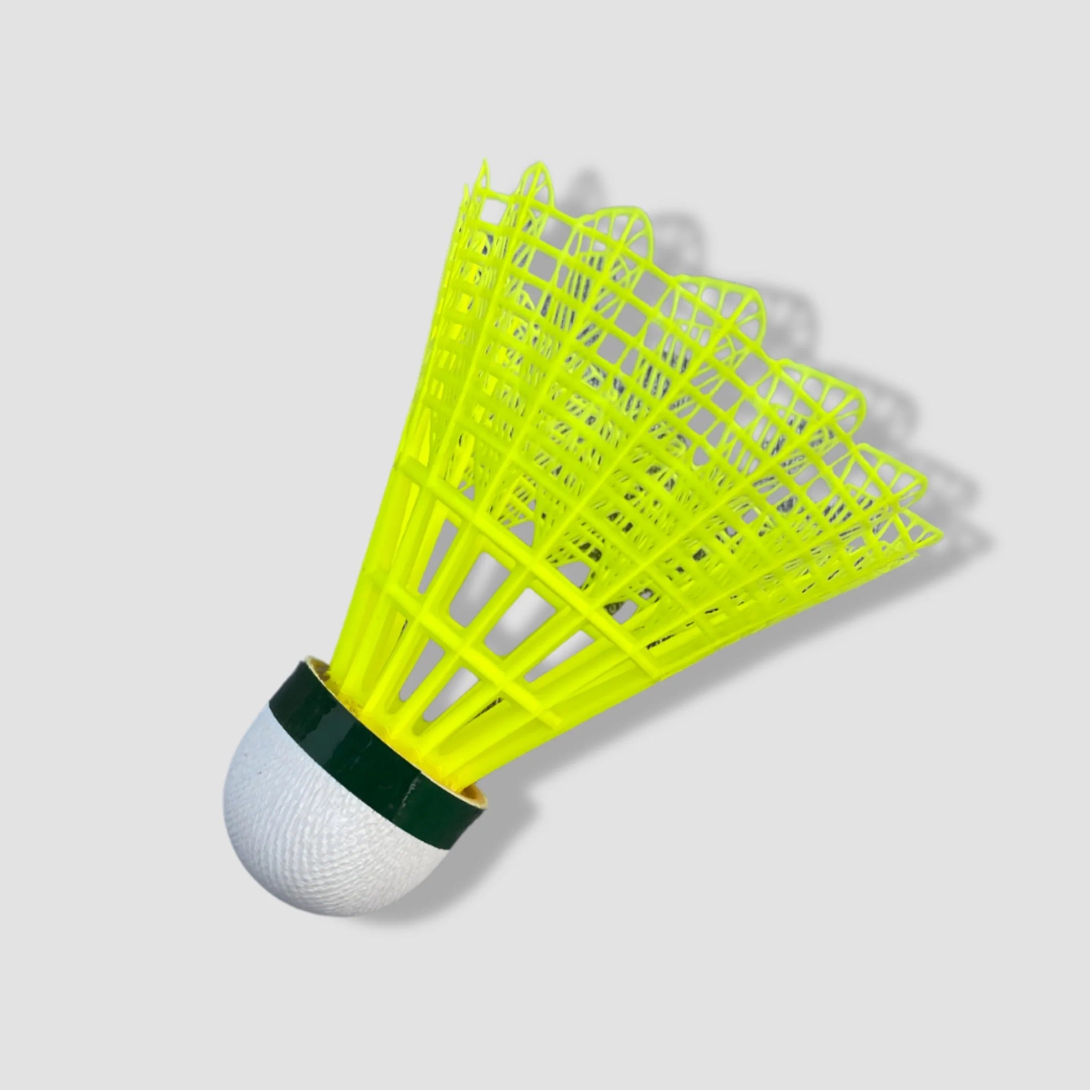 GoldStar tournament nylon badminton shuttlecock yellow single piece showing nylon skirt and cork base - product view