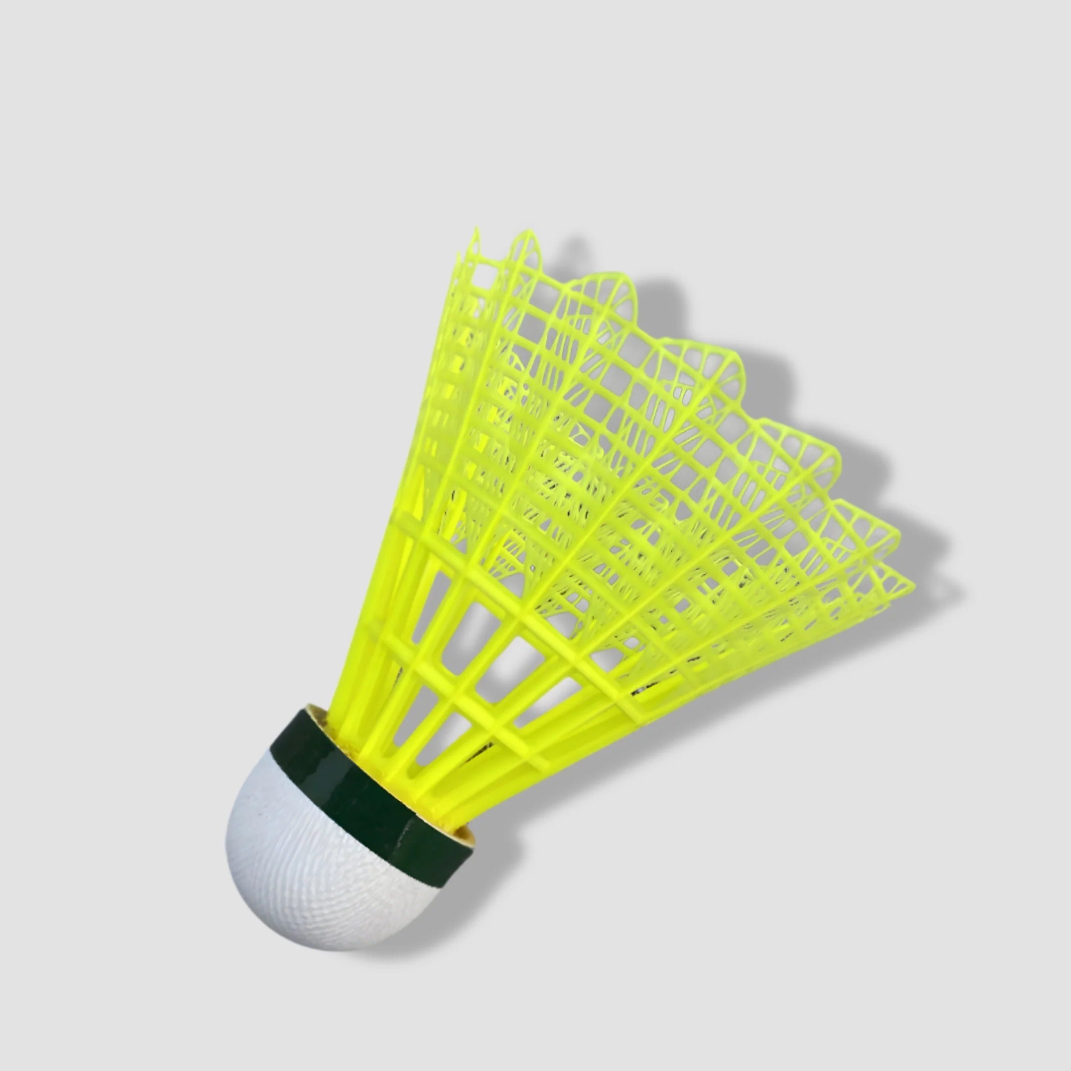 Shine badminton nylon shuttlecock purple tube slow speed with white shuttlecock showing cork base - product view