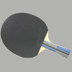 Butterfly Timo Boll 1000 Table Tennis Racket back view showing black rubber face and blue striped wooden handle - product back view
