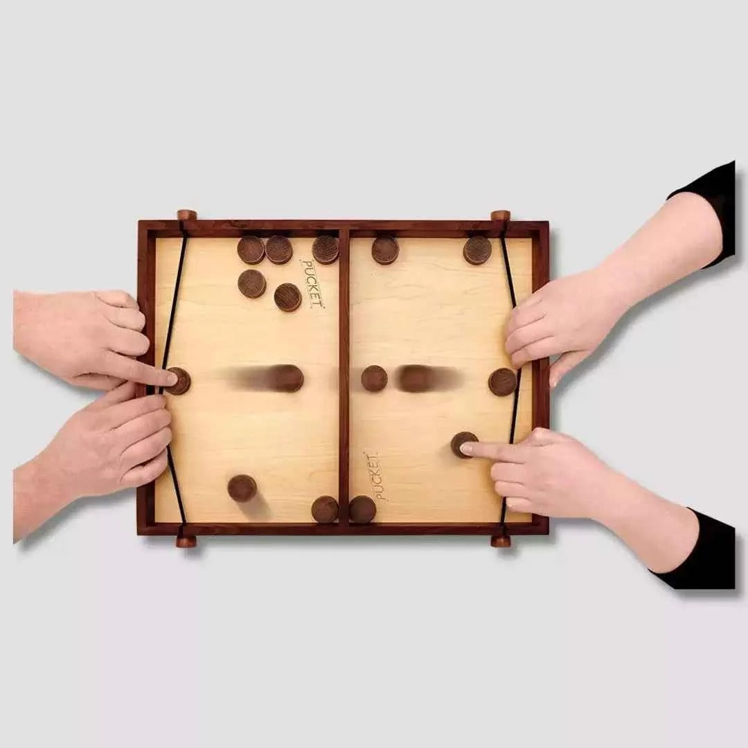 Pucket – Fast-Paced Wooden Flying Puck Game