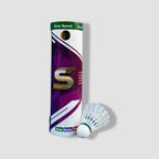 Shine badminton nylon shuttlecock yellow and purple tubes slow speed with yellow and white shuttlecocks - both variants