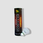 GoldStar tournament nylon badminton shuttlecock white pack of 6 in tube with GoldStar branding - Made in Taiwan