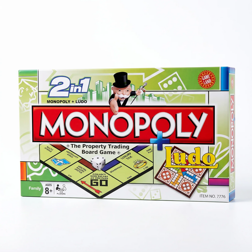 2-in-1 Monopoly + Ludo Board Game