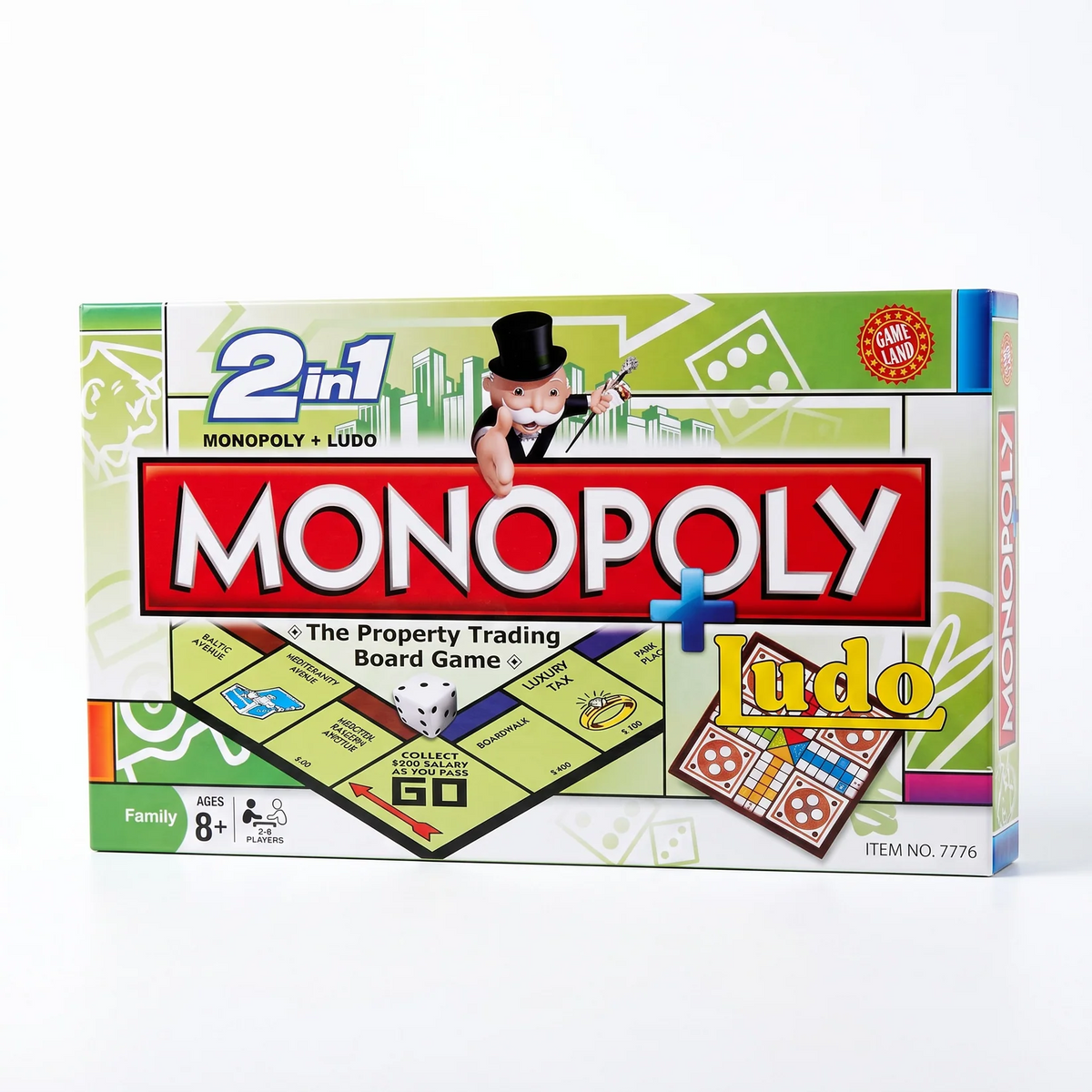 2-in-1 Monopoly + Ludo Board Game