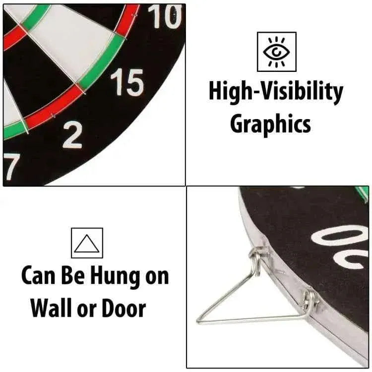 Double-Sided Dart Board with 6 Darts